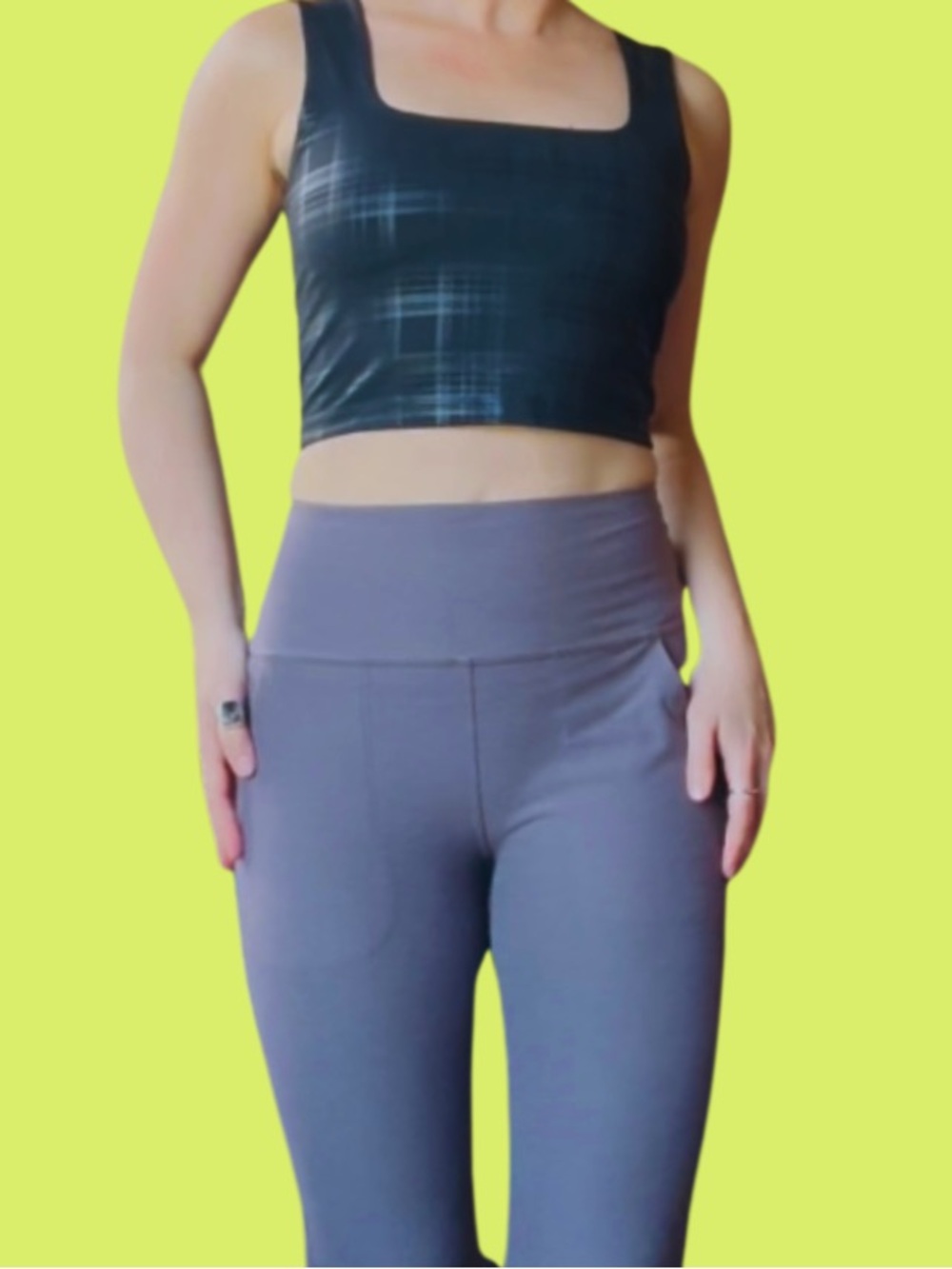 Beyond Yoga Black Plaid Athletic Crop Top